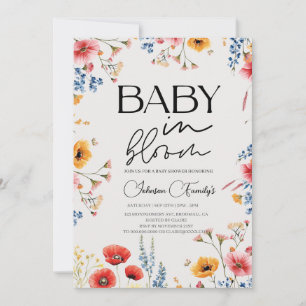 Invitation Élégant bébé moderne en fleurs Ressort douche en f