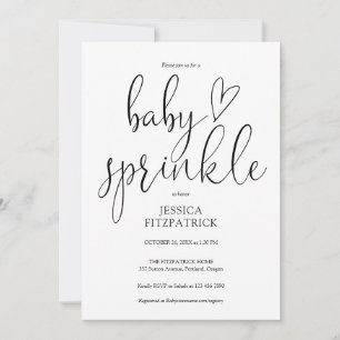 Invitation Elégant Bébé noir et blanc Sprinkle Douche