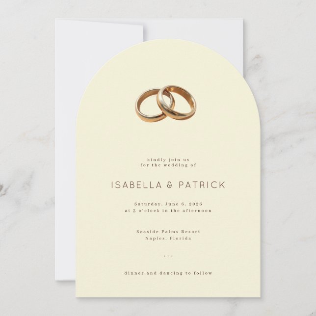 Invitation Elegant Beige Wedding Rings (Devant)