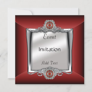 Invitation Élégant bijou rouge argent
