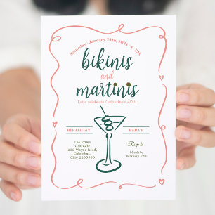 Invitation Elégant Bikinis et Martinis 30e anniversaire