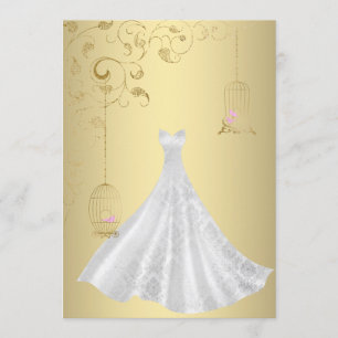 Invitation ELEGANT Birdcage mariage robe or argent mariage