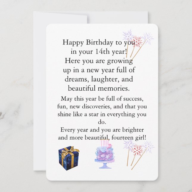 Invitation Elegant Birthday Card for Her – Personalized Greet (Devant)