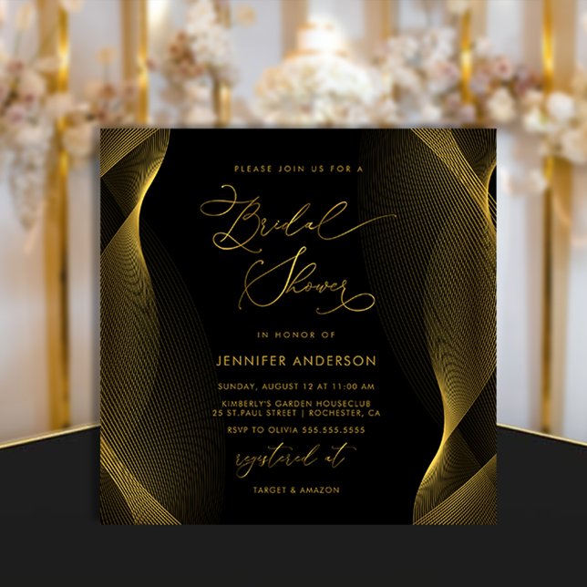 Invitation Elegant Black and Gold Bridal Shower (Créateur téléchargé)