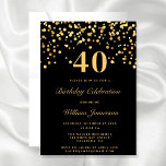 Invitation Elégant Black and Gold Quarante-dixième anniversai<br><div class="desc">Black And Gold Quarante 40e Invitation anniversaire</div>