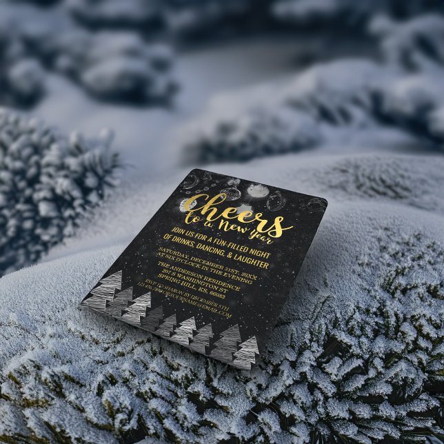 Invitation Elégant Black and Gold salue la fête de la Saint-S (Créateur téléchargé)