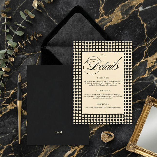 Invitation Elegant Black and Ivory Old Money Details (Créateur téléchargé)