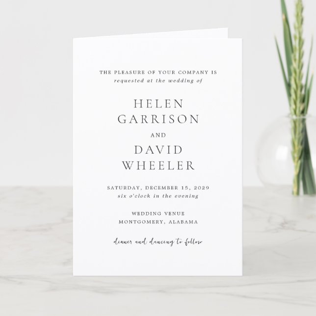 Invitation Elegant Black and White Classic Wedding (Devant)
