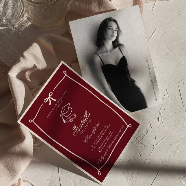 Invitation Elegant Black and white photo Graduation (Créateur téléchargé)