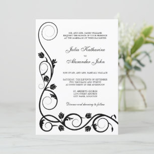 Invitation Elegant Black and White Swirls