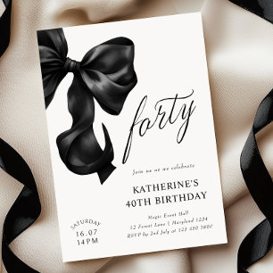 Invitation Elégant Black Bow 40e anniversaire