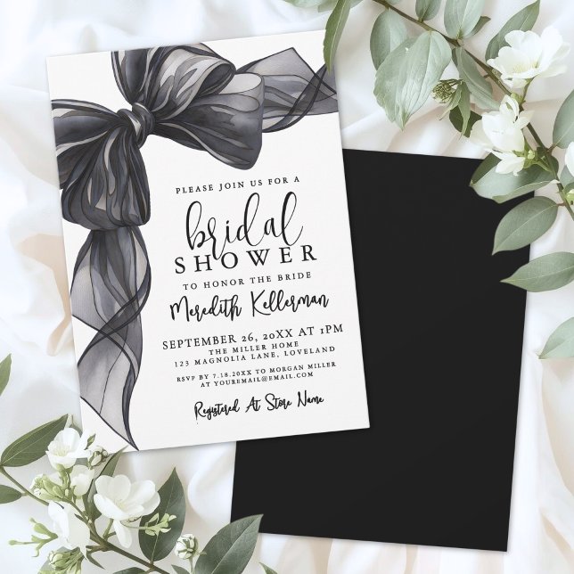 Invitation Elegant Black Bow Bridal Shower (Elegant Black Bow Bridal Shower Invitation)