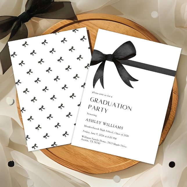 Invitation Elegant Black Bow Graduation Party (Créateur téléchargé)