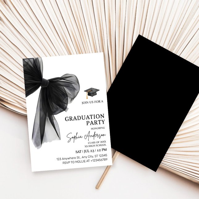 Invitation Elegant Black Bow Graduation Party (Créateur téléchargé)