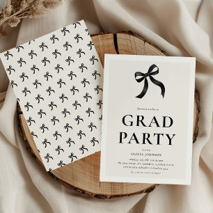 Invitation Élégant Black Bow Graduation Party
