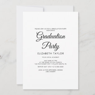 Invitation Élégant Black Calligraphy Graduation Party