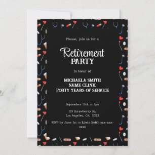 Invitation Élégant Black Doctor Nurse Retirement Party