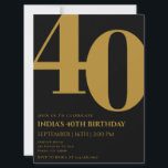 Invitation Elegant Black & Gold 40th Birthday Party<br><div class="desc">Elégant Black & Gold 40th Birthday Party Invitation</div>