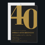 Invitation Elegant Black & Gold 40th Birthday Party<br><div class="desc">Elégant Black & Gold 40th Birthday Party Invitation</div>