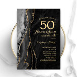 Invitation Élégant Black Gold 50e Anniversaire<br><div class="desc">Invitation surprise d'anniversaire de mariage Black and gold agate pour célébrer 50 ans. Design moderne élégant avec fond de géode de marbre d'agate aquarelle, or faux brillant et police de caractères script. Carte d'invitation stylée parfaite pour une fête d'anniversaire de mariage chic. Invitations Zazzle imprimées ou modèle numérique téléchargeable instantanément....</div>