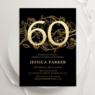 Invitation Elégant Black Gold 60e anniversaire
