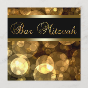 Invitation Élégant Black Gold Bar Mitzvah