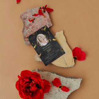 Invitation Elegant Black Gold Elegant Classy Happy Birthday