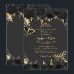 Invitation Elégant Black Gold Floral Butterfly doux 16<br><div class="desc">Élégant Black Gold Floral Papillons doux 16 Invitation</div>