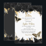 Invitation Elégant Black Gold Floral Butterfly Sweet 16<br><div class="desc">Élégant Black Gold Floral Papillons doux 16 Invitation</div>