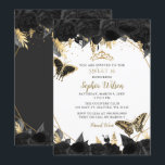 Invitation Elégant Black Gold Floral Butterfly Sweet 16<br><div class="desc">Élégant Black Gold Floral Papillons doux 16 Invitation</div>