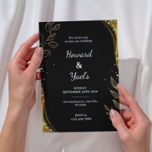 Élégant Black Gold Floral | Mariage de conception