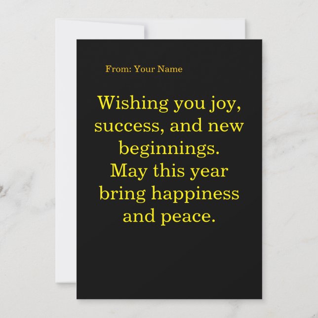 Invitation Elegant Black & Gold Happy New Year Greeting Card (Dos)