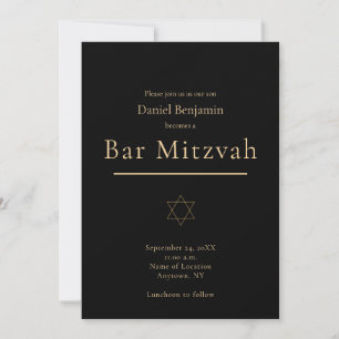 Invitation Elégant Black Gold Moderne Bar Mitzvah