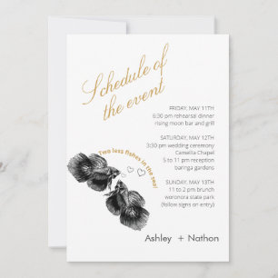 Invitation Elégant Black Gold Watercolor Mariage de poisson