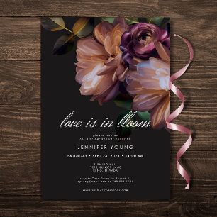 Invitation Élégant Black Moody Floral Amour Dans Fleurie Douc