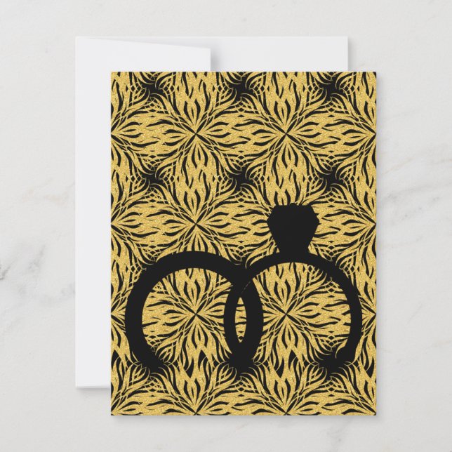 Invitation elegant black ring gold star flower (Devant)