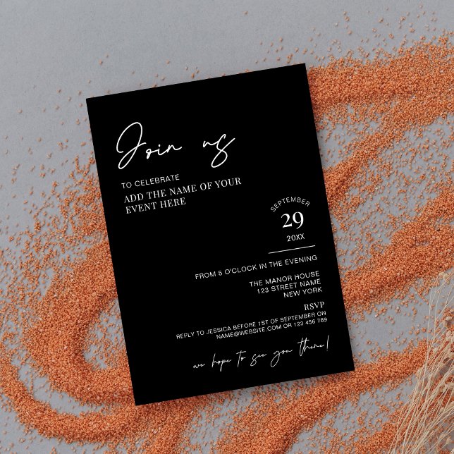 Invitation Élégant Black Simple Script Entreprise Événement (Créateur téléchargé)