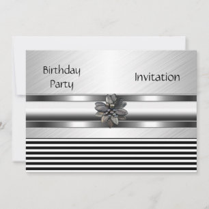 Invitation Elegant Black Stripe fête d'anniversair