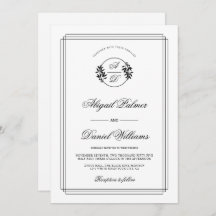 Elegant black, white branch and initials wedding i