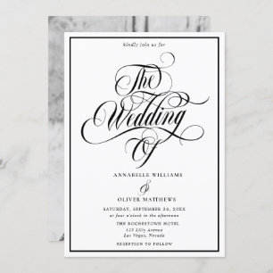 Invitation Elegant Black & White Classic Photo Wedding 