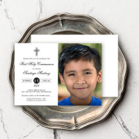Elégant Black White First Communion Photo Boy