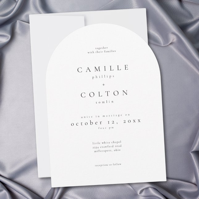 Invitation Elegant Black White Minimalist Arch Wedding (Elegant Black White Minimalist Arch Wedding Invitation)
