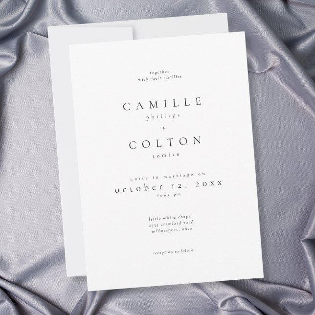 Invitation Elegant Black White Minimalist Wedding (Elegant Black White Minimalist Wedding Invitation)