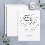 Invitation Elegant Black & White Script Black Tie Wedding Inv<br><div class="desc">We're loving this elegant, modern black and white wedding invitation! Featuring beautiful word art, this design features 'The Wedding Of' in a beautiful script, ornately embellished with flourishes to completely surround and frame the script text. The design is easily personalized in elegant typography, and allows your dress code to be...</div>