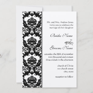 Invitation Elegant Black & White Victorian Damask Wedding