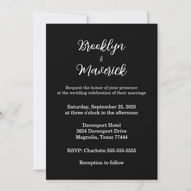 Invitation Elegant Black & White Wedding (Devant)