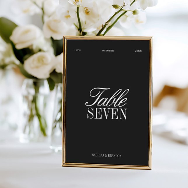 Invitation Elegant Black & White Wedding Table Number (Elegant Black & White Wedding Table Number)