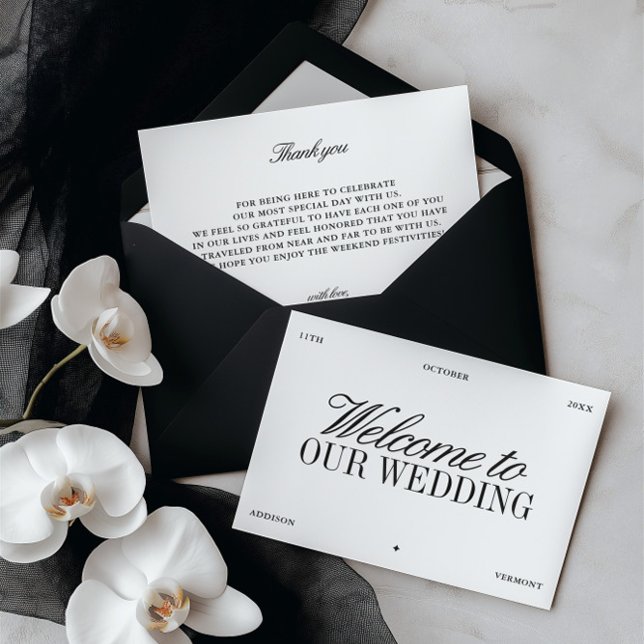 Invitation Elegant Black & White Wedding Welcome Card (Elegant Black & White Wedding Welcome Card)