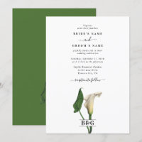 Elégant blanc Calla Lily Vert Mariage botanique