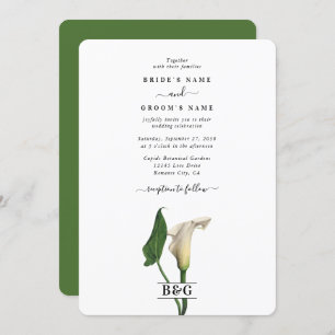 Invitation Elégant blanc Calla Lily Vert Mariage botanique